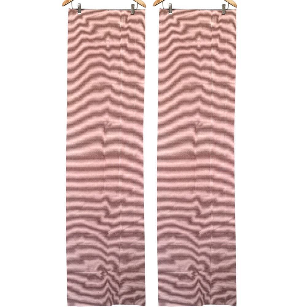 Red and White Striped Linen Valance Set of 2  60"x16"